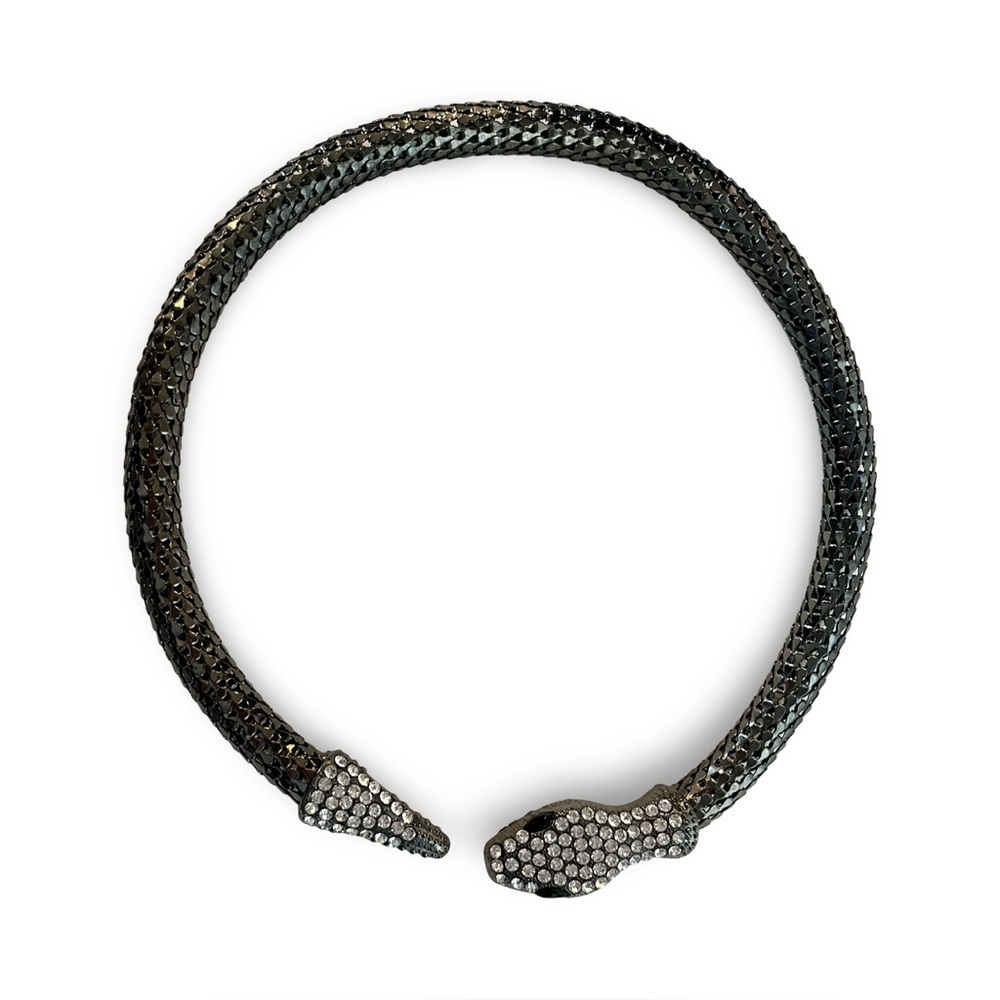 Black Snake Choker Necklace with Rhinestones